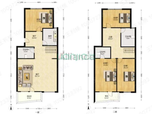 德信公园旁边 跃层户型方正 集中供暖 生活方便-户型图
