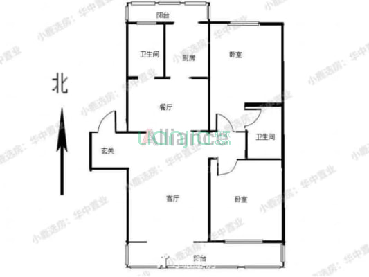 怡安小区 2室2厅 南 北-户型图