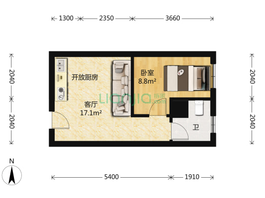 石路步行街一室公寓，低总价 楼层好