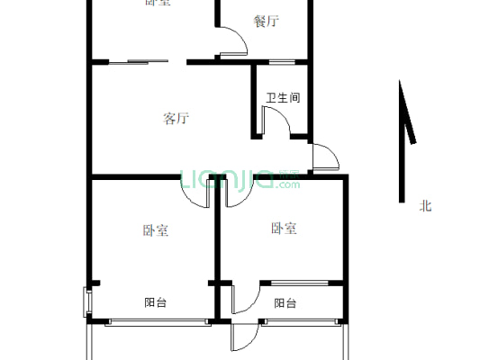 东安路127号院小区 3室2厅1厨1卫适合居住-户型图