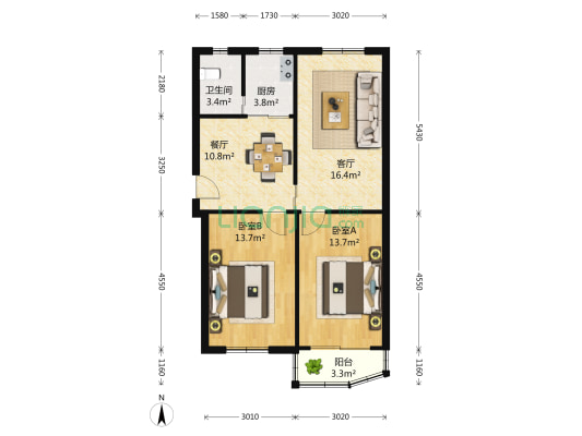 西林南路4号 2室2厅1卫 0平方