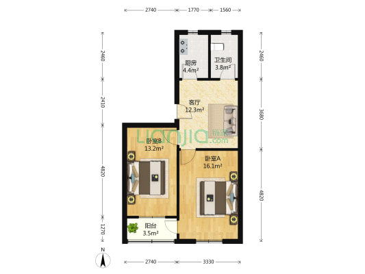海欣南区 2室1厅1卫 71平方