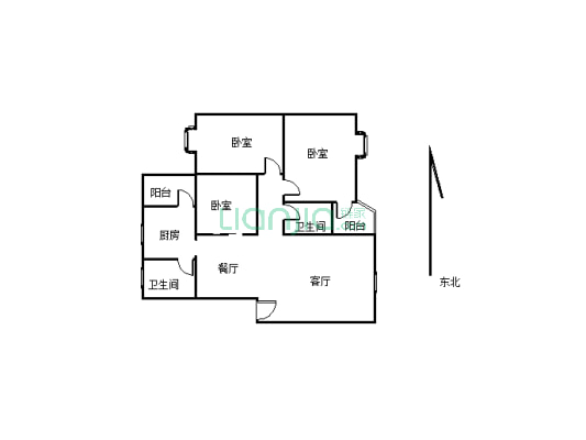 中山生态园精装三房，带家具家电拎包入住-户型图