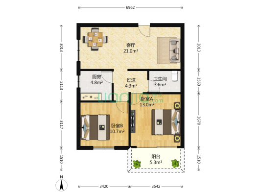 莲前西路 2室1厅1卫 72平方
