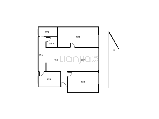 大兴街32号3室2厅1厨1卫户型放正，前后通透，适合居住-户型图