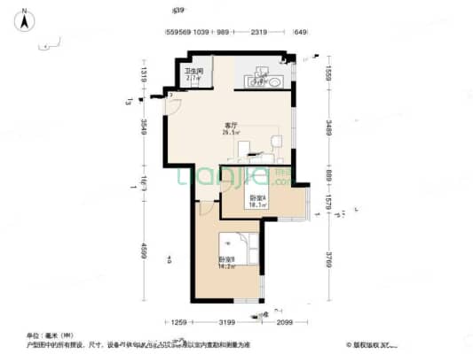 文澜苑南区 两室明厅 中间楼层