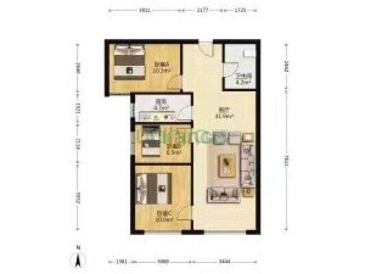 此房税少 好楼层 全天采光无遮挡 户型方正-户型图