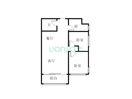 鹏渤御苑 2室2厅 南 北-户型图