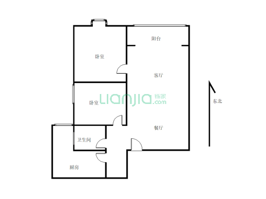 盛世上江城 2室2厅1卫 地段好 出行方便 适合居家-户型图