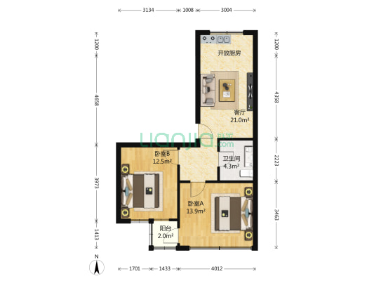 依山云水 2室1厅1卫 70平方