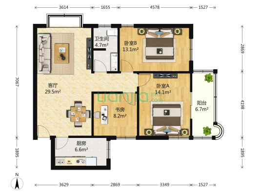 吉庆家园逢春苑 3室1厅1卫 100平方