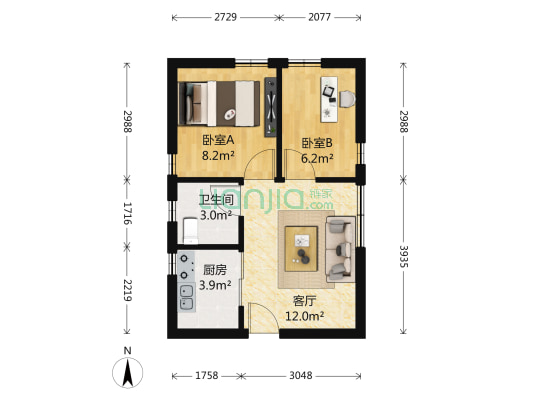 红岭大厦 2室1厅 280万