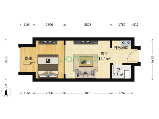 城市山谷三期 1室1厅 700万