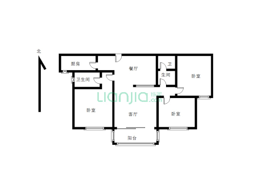 此房小三房，中间楼层，产证满二可按揭-户型图