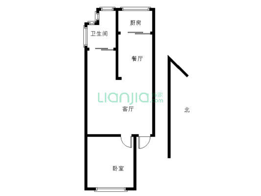 兴隆小区（红山区) 2室2厅 南 北-户型图