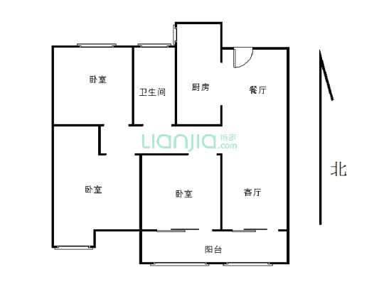 建业城三期三室两厅一卫好户型好楼层-户型图