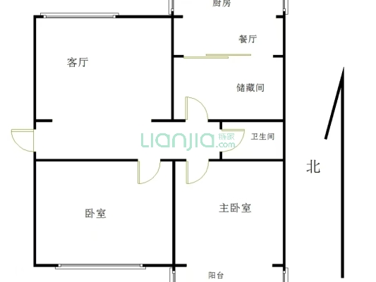 玫瑰嘉园 2室2厅 南 北-户型图
