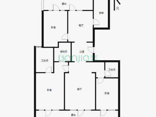 沙区西虹路绿城翡翠园161平米精装3室双卫 南北通透-户型图