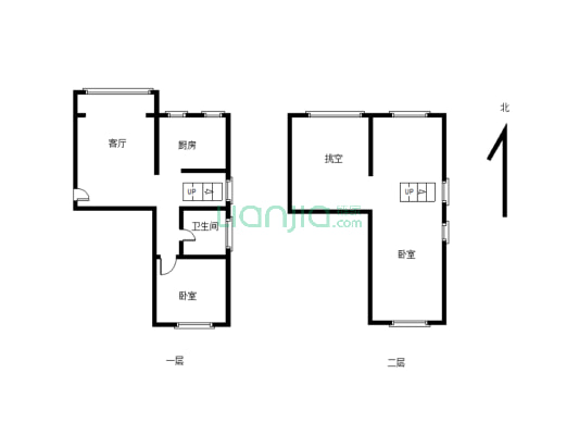 五甲万京 格局好 独立三室房子精品复式楼、层高4.88米-户型图