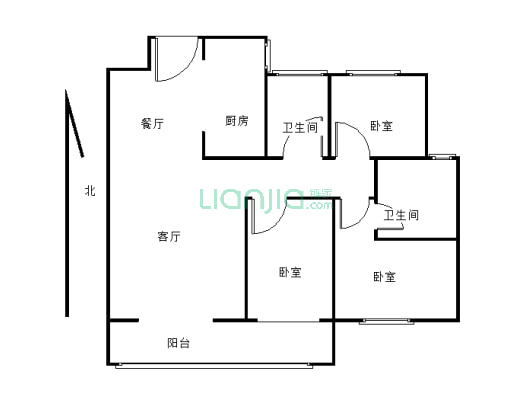 林溪美镜小高层，3室2厅2卫，大阳台-户型图