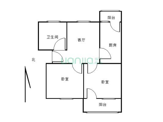 燃气公司家属院(新华区) 2室1厅 东-户型图