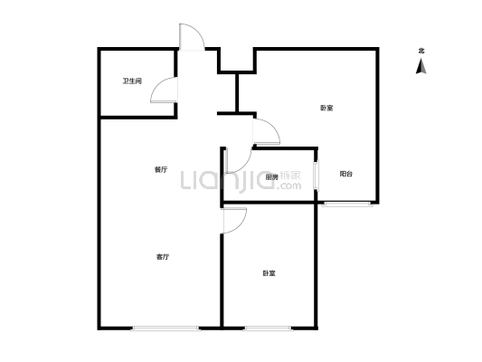 世纪城商圈福DI华园二期毛坯2居室有本可贷款-户型图