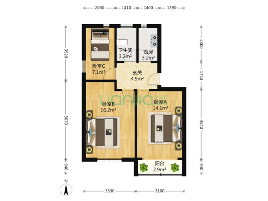 音苑小区 3室0厅1卫 69平方