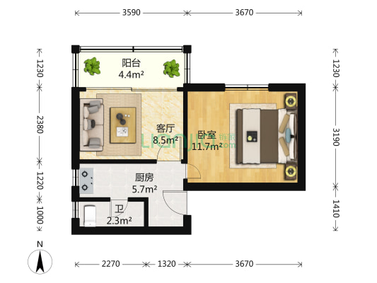 马当路418弄 1室1厅1卫 40平方