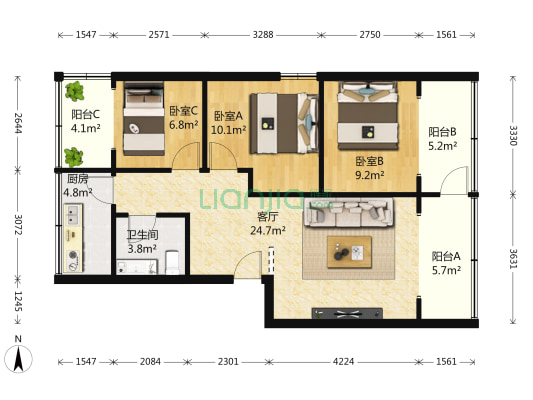 西林巷22号 3室1厅1卫 99平方