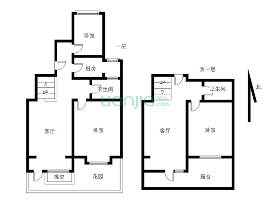 华融现代城洋房 下跃86+65平 阳光房+小院 精装未住-户型图