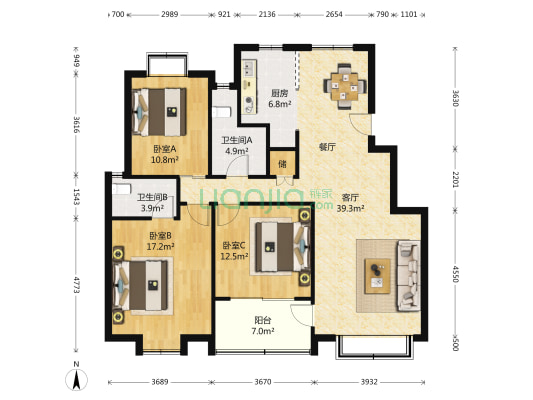 群星苑三区 3室1厅1卫 0平方
