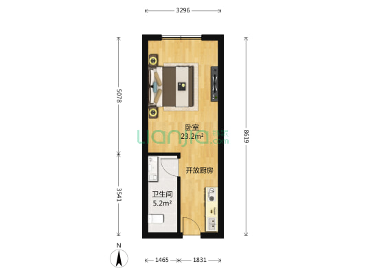 紫竹轩 1室0厅1卫 38平方