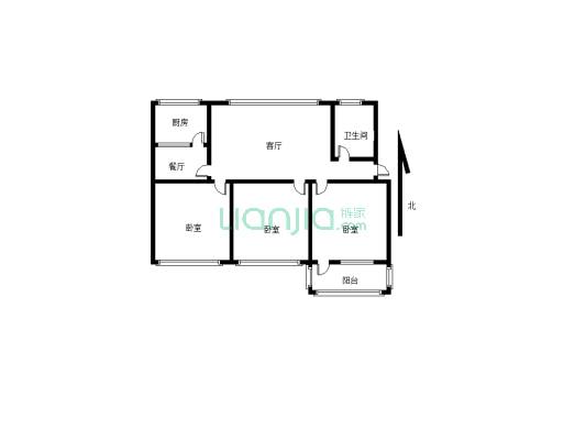 中原乙烯生活区，三室两厅一厨一卫，业主急售-户型图