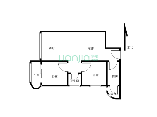 滨江国际B区住家精装修大两室诚心出售-户型图