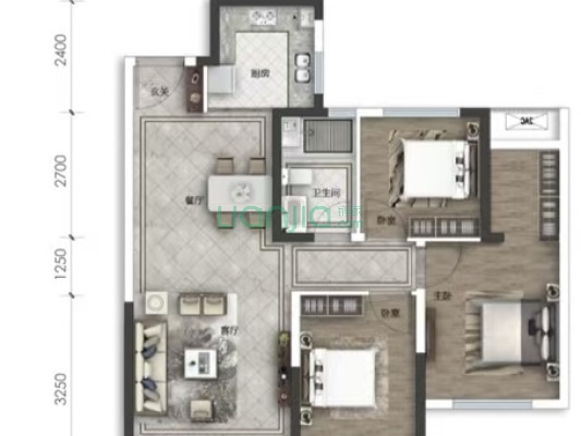 琉璃河检查站近新小区 南北通透三居室-户型图
