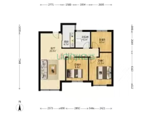 鸿坤理想尔湾新小区 带装修 房本在手-户型图