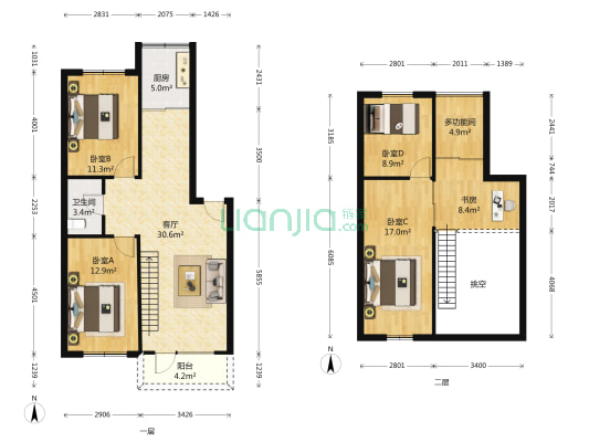 名贵山庄金盛园 6室1厅1卫 85平方