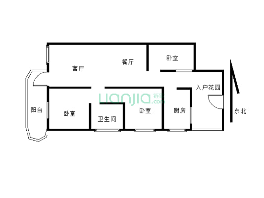 滨江国际三室二厅一厨一卫，清水房自己可以随意装修！-户型图