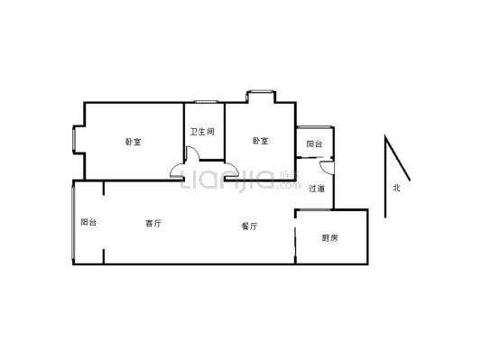 滨江尚郡小区 2室2厅交通便利 小区环境干净舒适-户型图