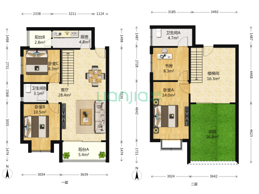 育才都市家园二期 4室1厅2卫 144平方