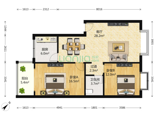 文庙巷61号 2室1厅1卫 82平方