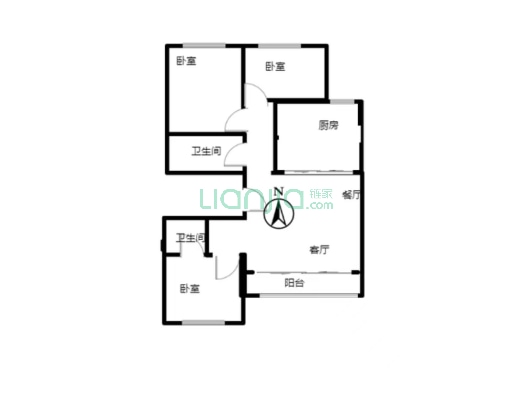 火车站   范阳路  南北通透三居  好楼层急售-户型图