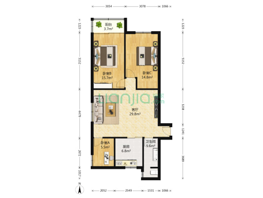 日森大厦 3室1厅1卫 106平方
