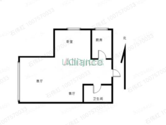 出售财富九龙城 正规一居室 好楼层采光好-户型图