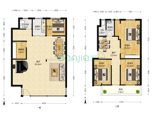 金祥都市花园 4室2厅2卫 174平方