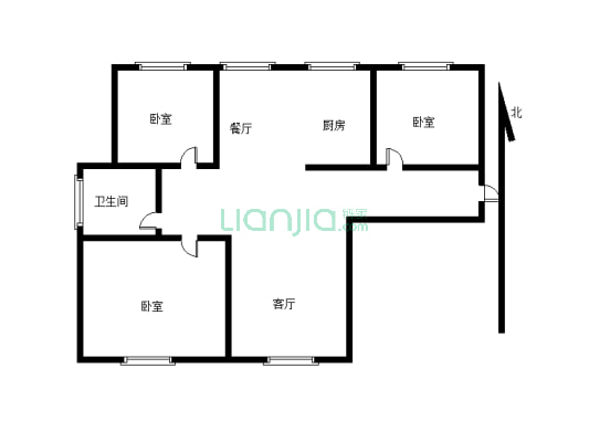 京汉馨家 3室1厅 南 北-户型图