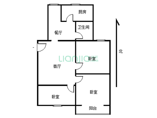 套三精装 简单家具齐全 三小旁边    中间楼层-户型图
