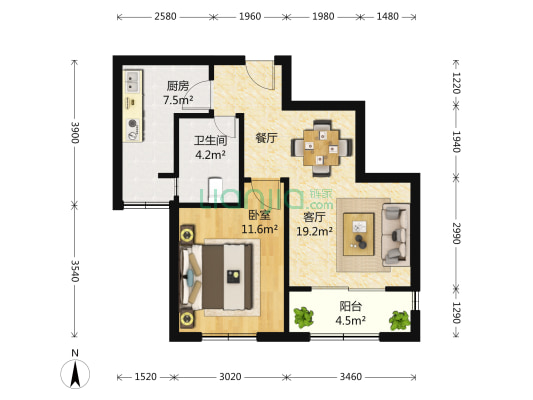 汇福家园吉祥里 1室1厅1卫 57平方