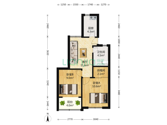 古美五村 2室1厅1卫 60平方