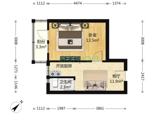 雅园里小区 1室1厅1卫 40平方